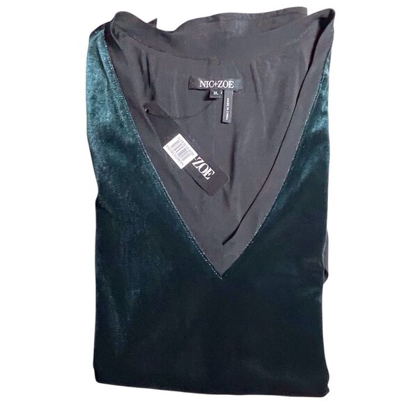 NWT Nic + Zoe Felicity Side-Tie Velvet Top Size XL Long Sleeve Green - Picture 16 of 16